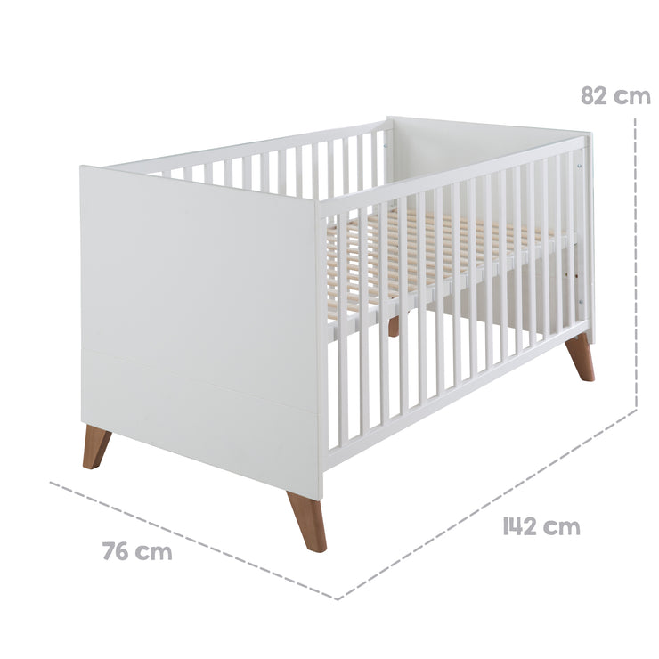 Lit bébé évolutif 'Ole' 70 x 140 cm - Réglable / Convertible - Incluant 3 barreaux amovibles