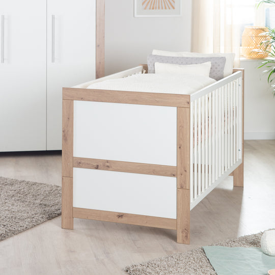 Cama combinada infantil 'Malo' 70 x 140 cm - Ajustable / convertible - Incluye 3 barrotes de seguridad