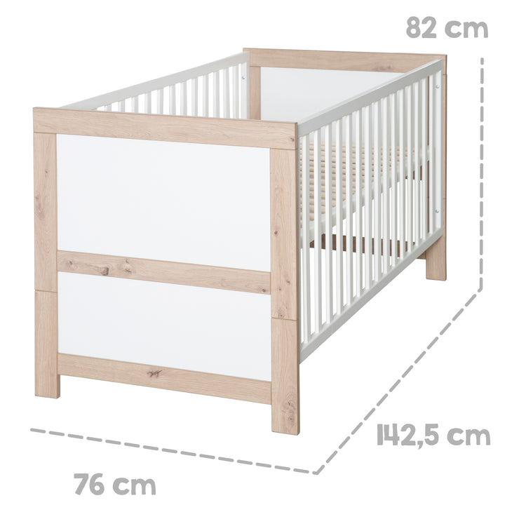 Convertible Children's Cot 'Malo' 70 x 140 cm - Adjustable / Convertible - Including 3 Slip Rungs