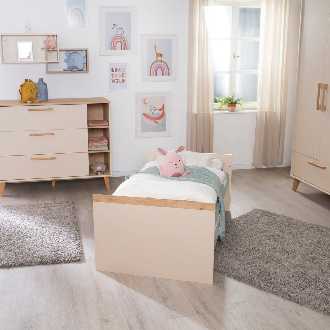 Baby- & Kinderbett 'Jil' 70x140 cm - Umbaubar zum Juniorbett - Cashmere / Chestnut