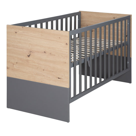 Cuna colecho 2 en 1 'Anna' 60 x 120 cm - Antracita / Decoración Kent Oak
