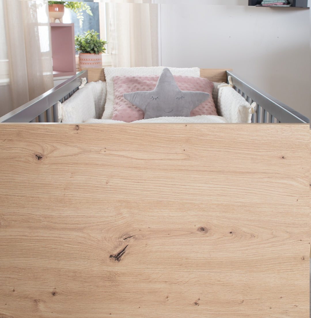 Cuna colecho 2 en 1 'Anna' 60 x 120 cm - Antracita / Decoración Kent Oak