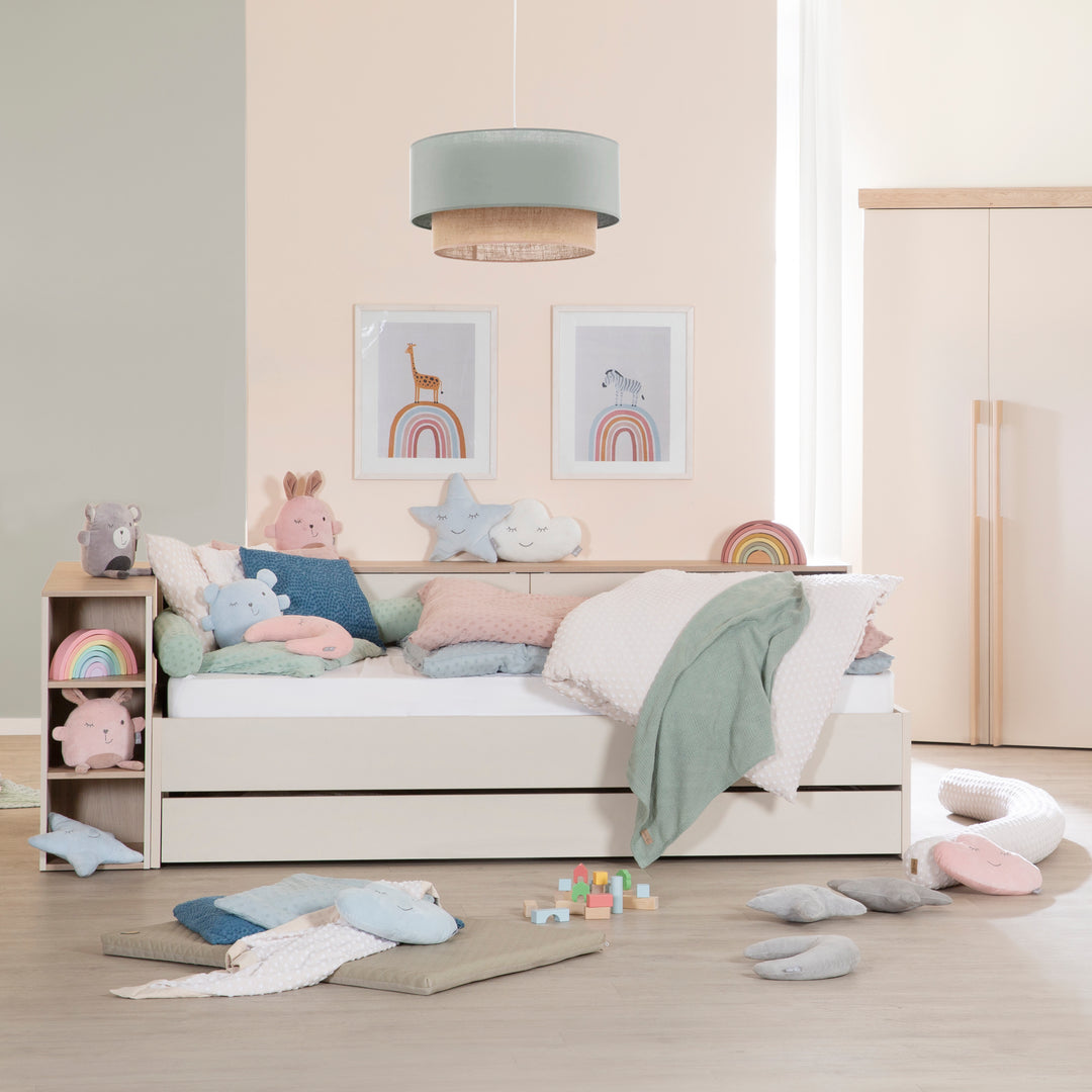 Cama con almacenamiento 'Elis' 90 x 200 - Cama infantil 4 pz - Cashmere / Virginia Chestnut