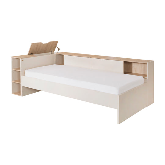 Cama con almacenamiento 'Elis' 90 x 200 - Cama infantil 4 pz - Cashmere / Virginia Chestnut