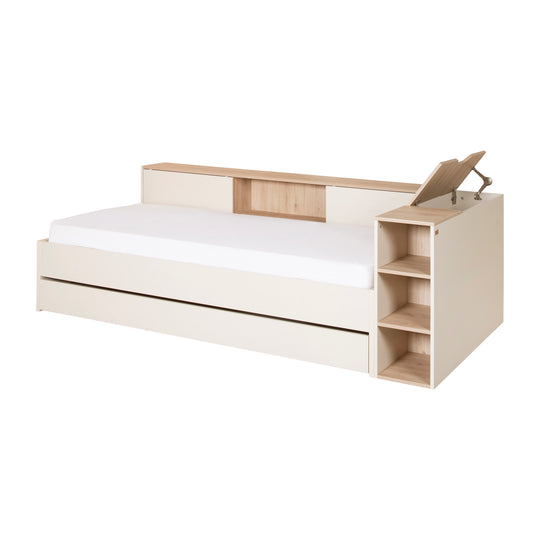 Cama con almacenamiento 'Elis' 90 x 200 - Cama infantil 4 pz - Cashmere / Virginia Chestnut