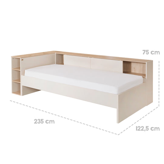 Cama con almacenamiento 'Elis' 90 x 200 - Cama infantil 4 pz - Cashmere / Virginia Chestnut