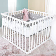Parc bébé 'Little Stars', 100 x 100 cm, incl. revêtement de protection et roulettes, blanc
