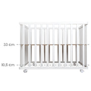 Folding Playpen 75x100 White + Little Stars Insert - Adjustable Height - Includes Wheels