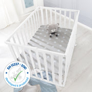 Folding Playpen 75x100 White + Little Stars Insert - Adjustable Height - Includes Wheels