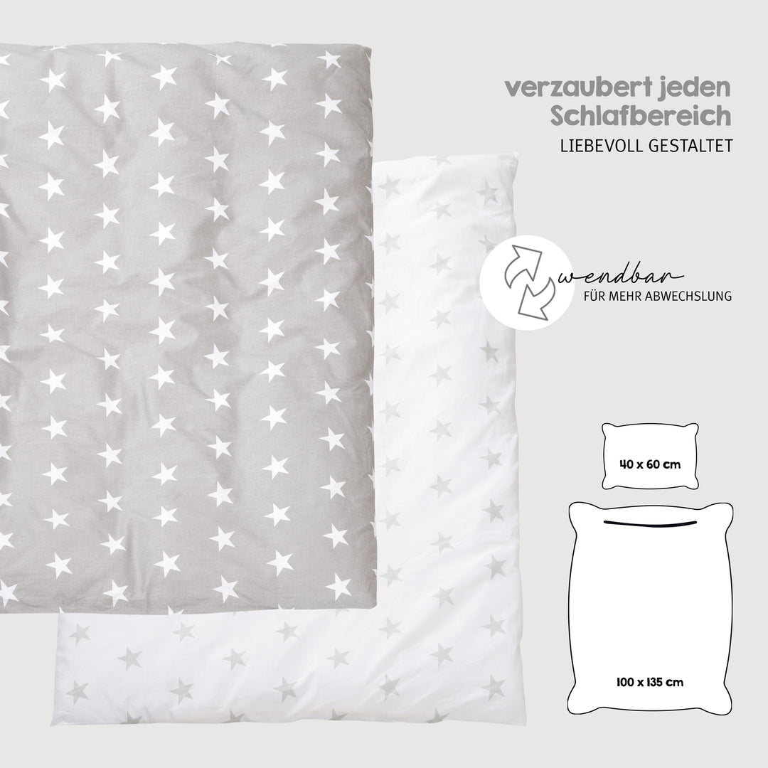 Set lit complet 'Little Stars', 70 x 140 cm, blanc, incl. draps, baldaquin, nid et matelas