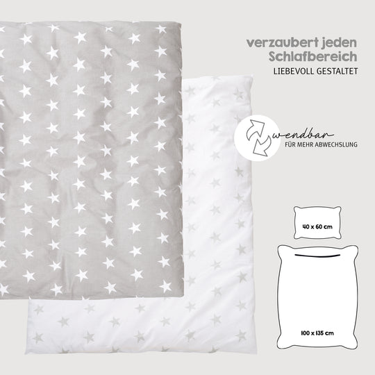Set lit complet 'Little Stars', 70 x 140 cm, blanc, incl. draps, baldaquin, nid et matelas