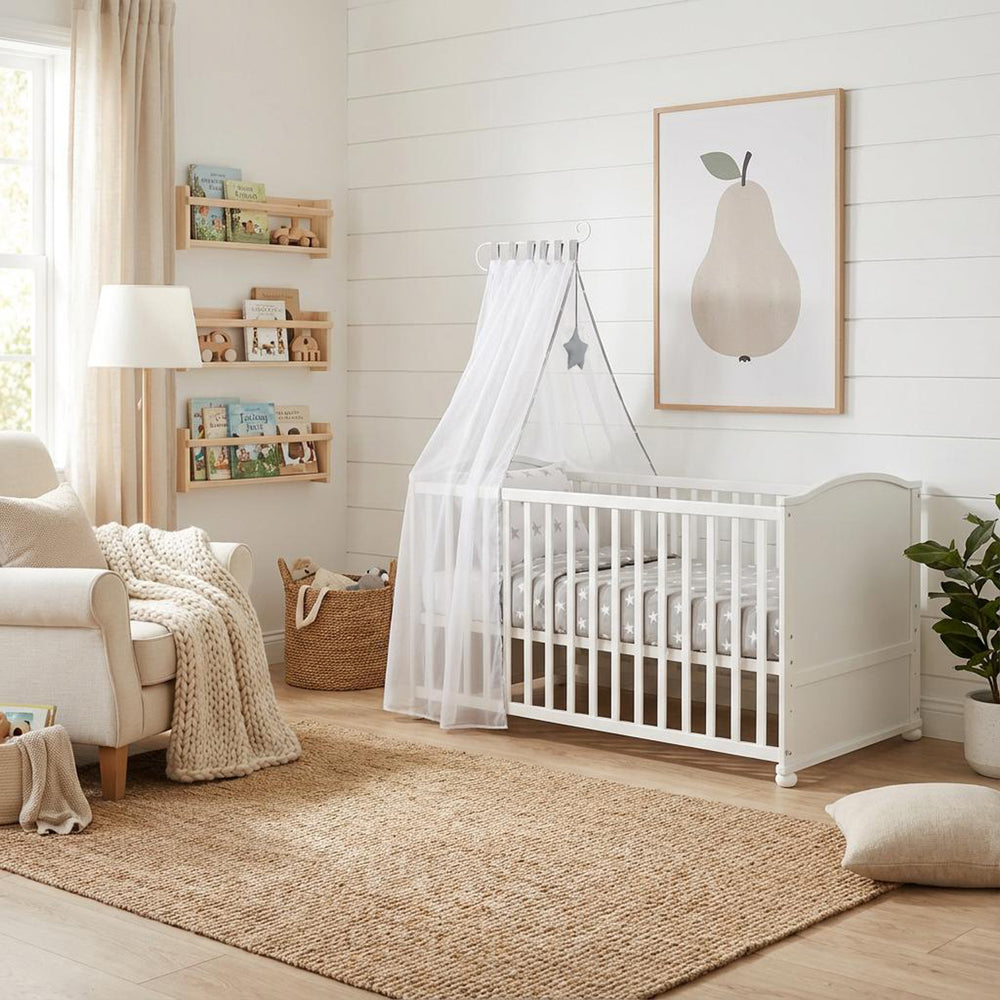 Set letto completo 'Stelline', 70 x 140 cm, biancheria da letto, baldacchino, nido e materasso inclusi