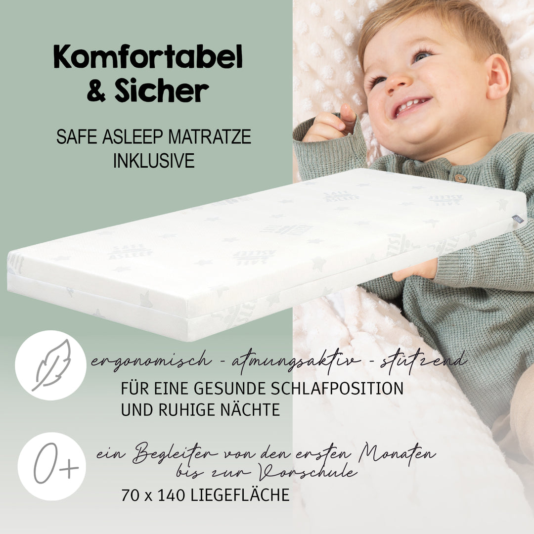 Set lit complet 'Little Stars', 70 x 140 cm, blanc, incl. draps, baldaquin, nid et matelas
