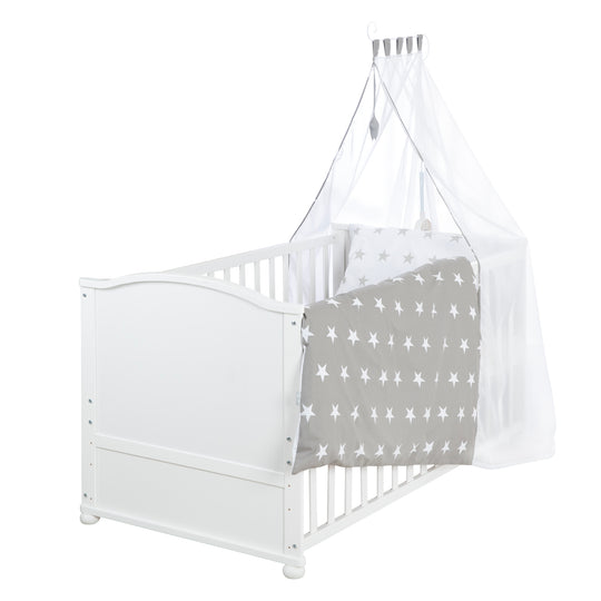 Set lit complet 'Little Stars', 70 x 140 cm, blanc, incl. draps, baldaquin, nid et matelas