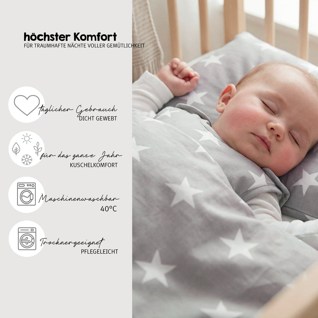 Set lit complet 'Little Stars', 70 x 140 cm, blanc, incl. draps, baldaquin, nid et matelas