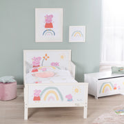 Letto a tema per bambini 'Peppa Pig' 70 x 140 cm incluso rete a doghe e biancheria da letto