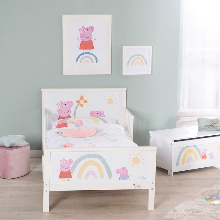 Lit thématique pour enfants 'Peppa Pig' 70 x 140 cm avec sommier et linge de lit inclus