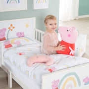 Letto a tema per bambini 'Peppa Pig' 70 x 140 cm incluso rete a doghe e biancheria da letto