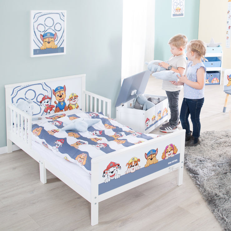 Letto a tema per bambini 'Paw Patrol' 70 x 140 cm con rete a doghe e biancheria da letto