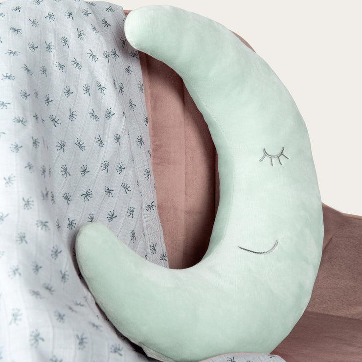 Oreiller de cou en forme de lune 'roba Style' - Coussin décoratif doux - Vert givré