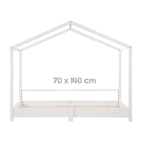 Lettino a casetta 70 x 140 cm - letto da terra secondo il principio Montessori - legno bianco