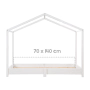 Lit de maison 70 x 140 cm - lit de plancher selon le principe de Montessori - Blanc en bois