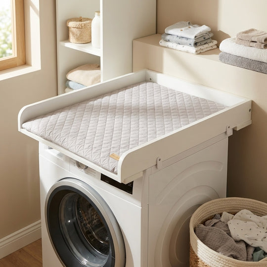 Wickelplatte für Waschmaschinen, weiß lackiert, inkl. grauer Wickelauflage 'roba Style'