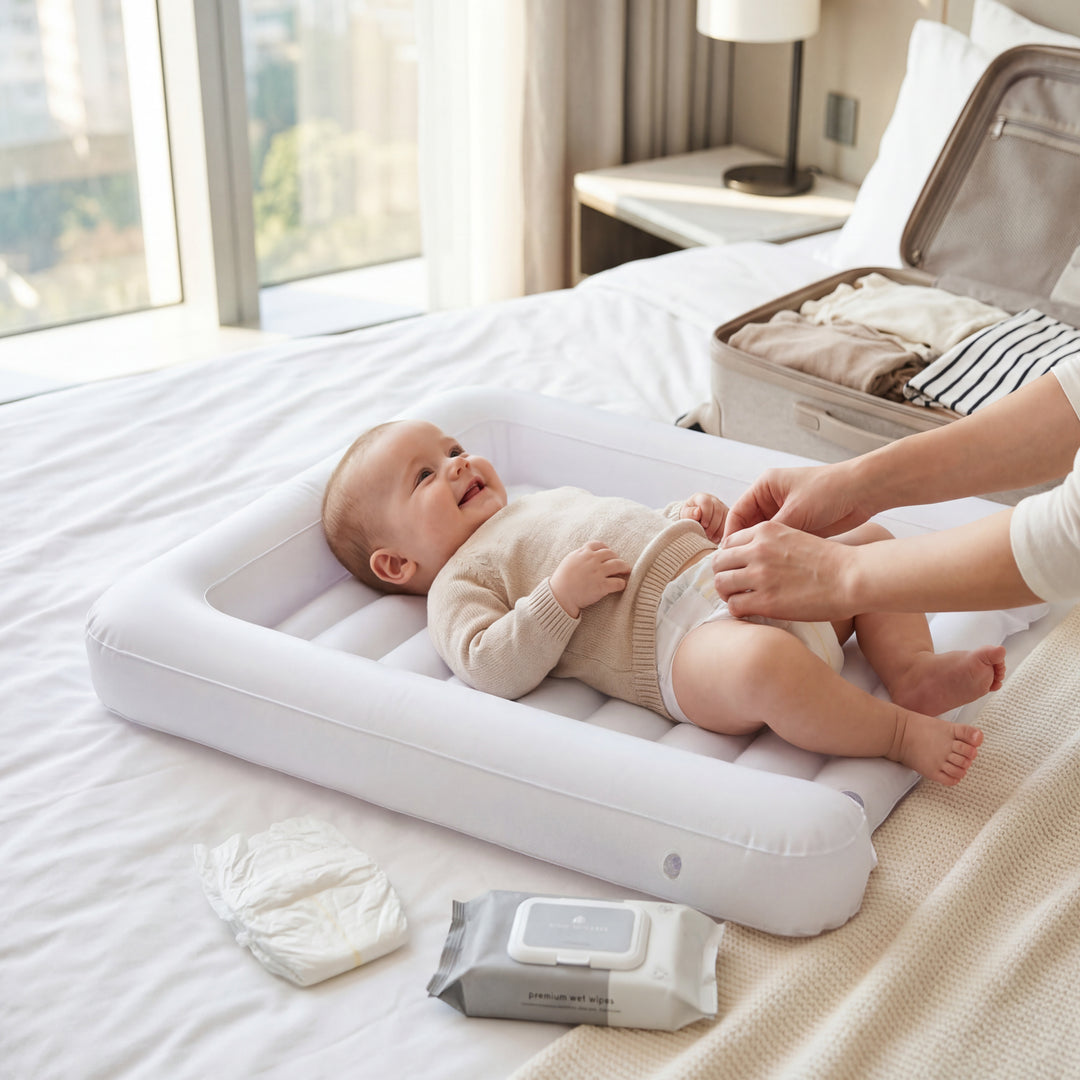 Matelas à langer gonflable 85 x 75 cm - Matelas résistant à l'eau et facile d'entretien - Blanc