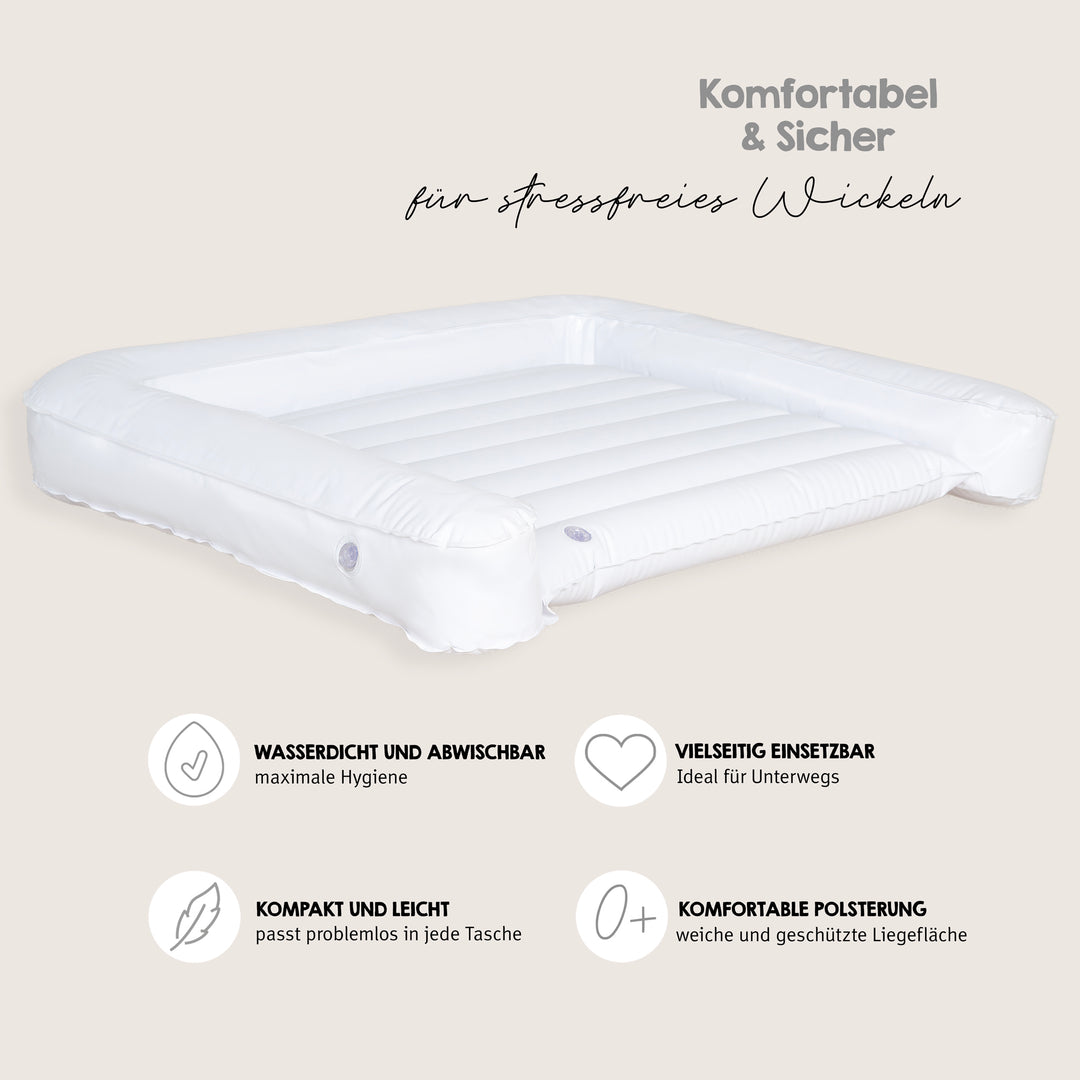 Matelas à langer gonflable 85 x 75 cm - Matelas résistant à l'eau et facile d'entretien - Blanc