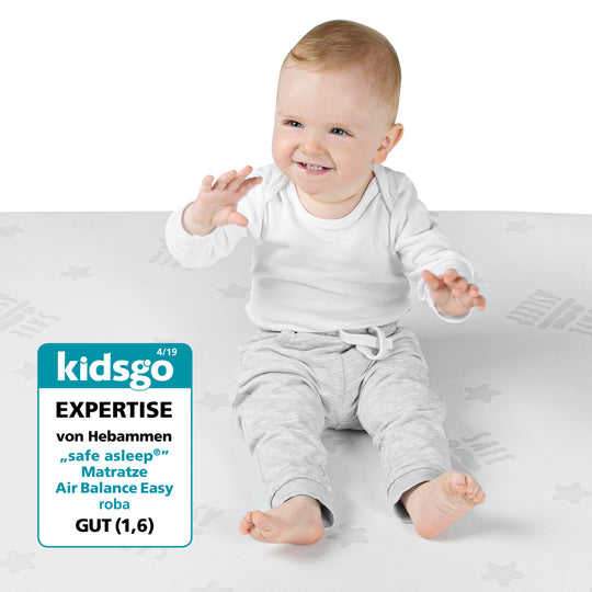 Materasso per lettino COMFORT AIR ROLL safe asleep® con protezione contro l'umidità - Bianco