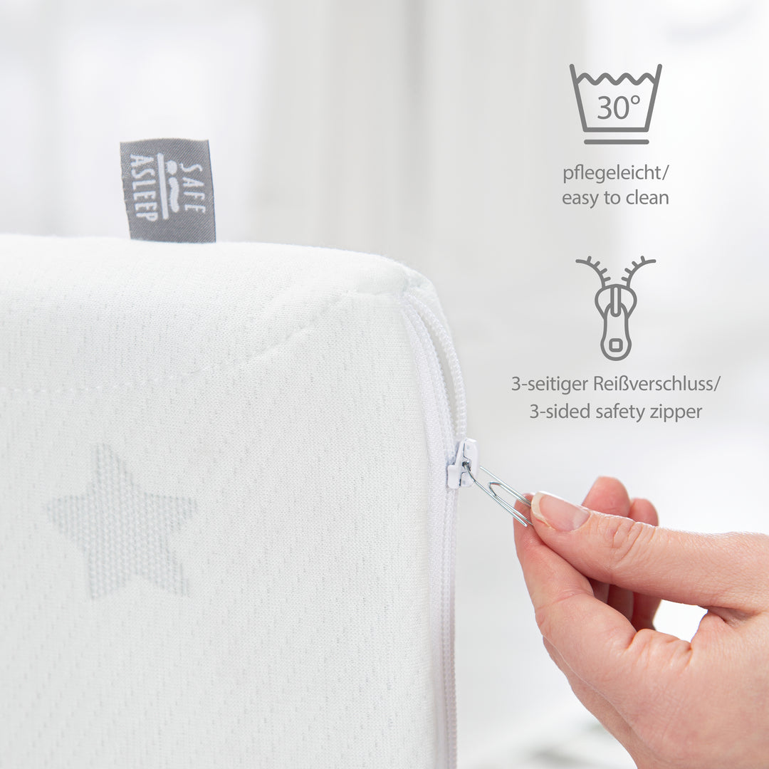 Materasso per lettino COMFORT AIR ROLL safe asleep® con protezione contro l'umidità - Bianco