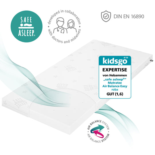 Materasso per lettino COMFORT AIR ROLL safe asleep® con protezione contro l'umidità - Bianco