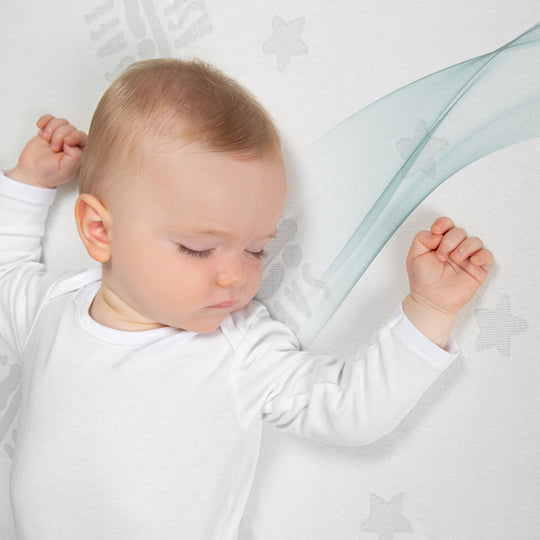 Materasso per neonati e lettino COMFORT AIR ROLL safe asleep® con rivestimento jacquard