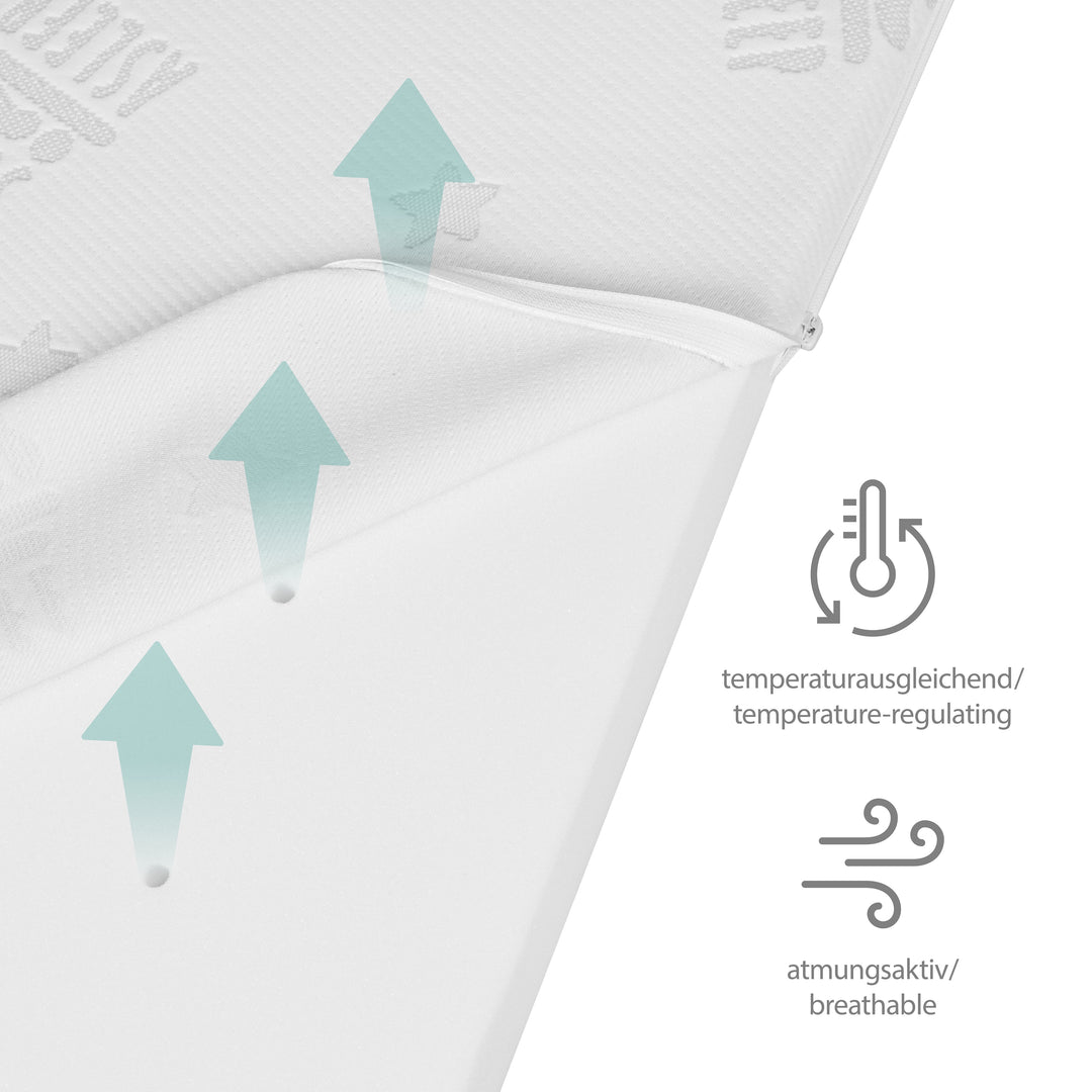 Materasso per neonati e lettino COMFORT AIR ROLL safe asleep® con rivestimento jacquard