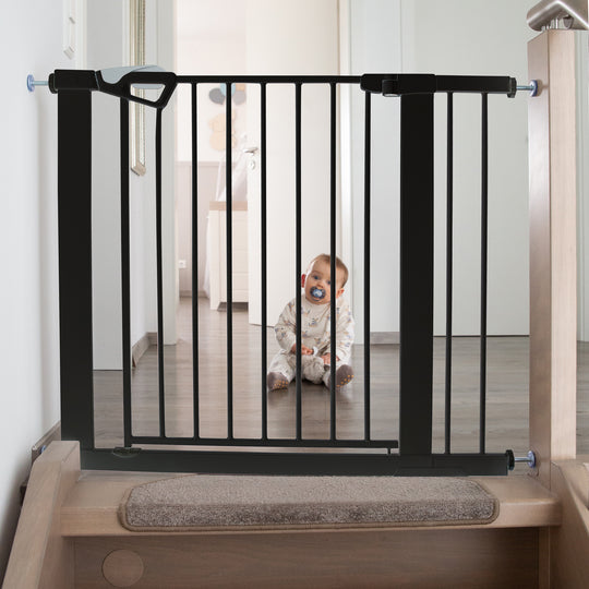 EasySafe+ Barrière de sécurité pour porte et escalier - Largeur 75-82 cm - Extensible jusqu'à 110 cm - Noir