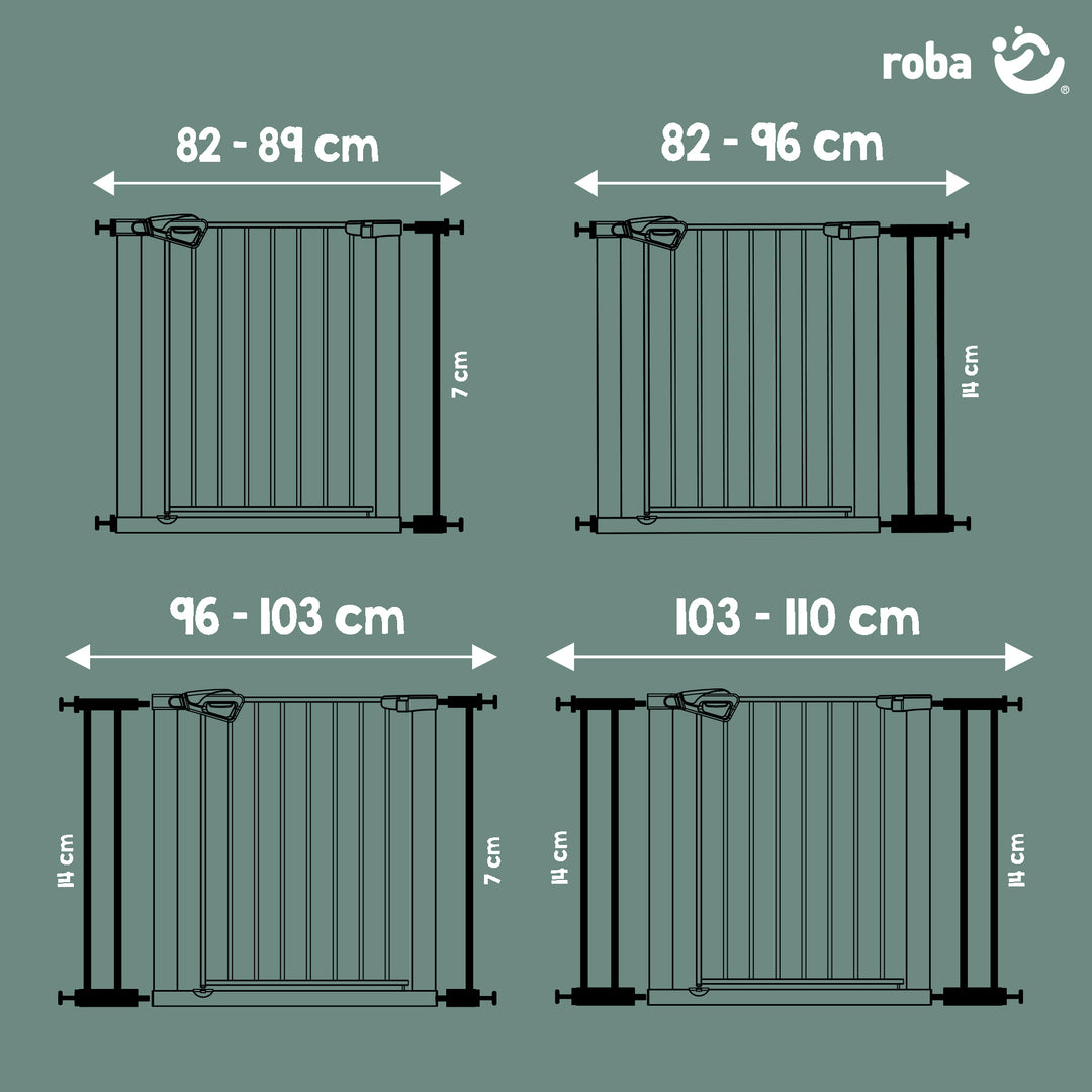 EasySafe+ Barrière de sécurité pour porte et escalier - Largeur 75-82 cm - Extensible jusqu'à 110 cm - Noir
