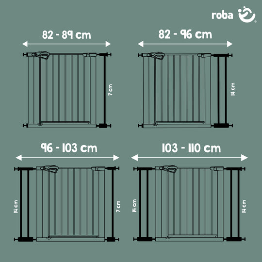 EasySafe+ Barrière de sécurité pour porte et escalier - Largeur 75-82 cm - Extensible jusqu'à 110 cm - Noir