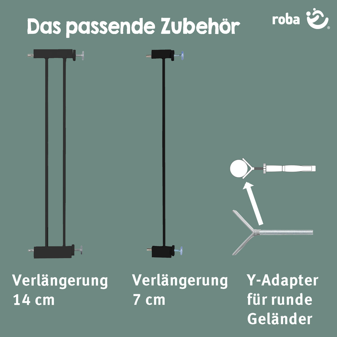 EasySafe+ Barrière de sécurité pour porte et escalier - Largeur 75-82 cm - Extensible jusqu'à 110 cm - Noir