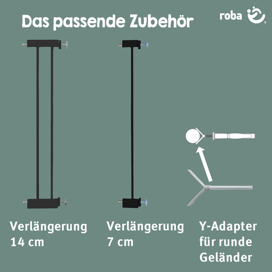 EasySafe+ Barrière de sécurité pour porte et escalier - Largeur 75-82 cm - Extensible jusqu'à 110 cm - Noir