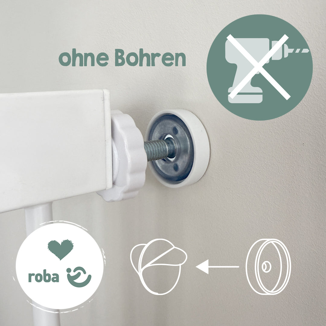 EasySafe+ Door & Stair Gate - Width 75-82 cm - Extendable up to 110 cm - White