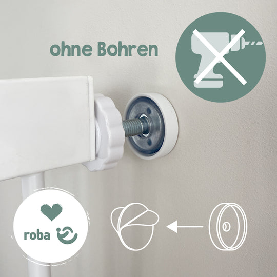 EasySafe+ Door & Stair Gate - Width 75-82 cm - Extendable up to 110 cm - White