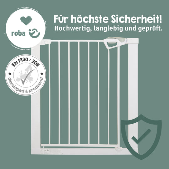 EasySafe+ Door & Stair Gate - Width 75-82 cm - Extendable up to 110 cm - White