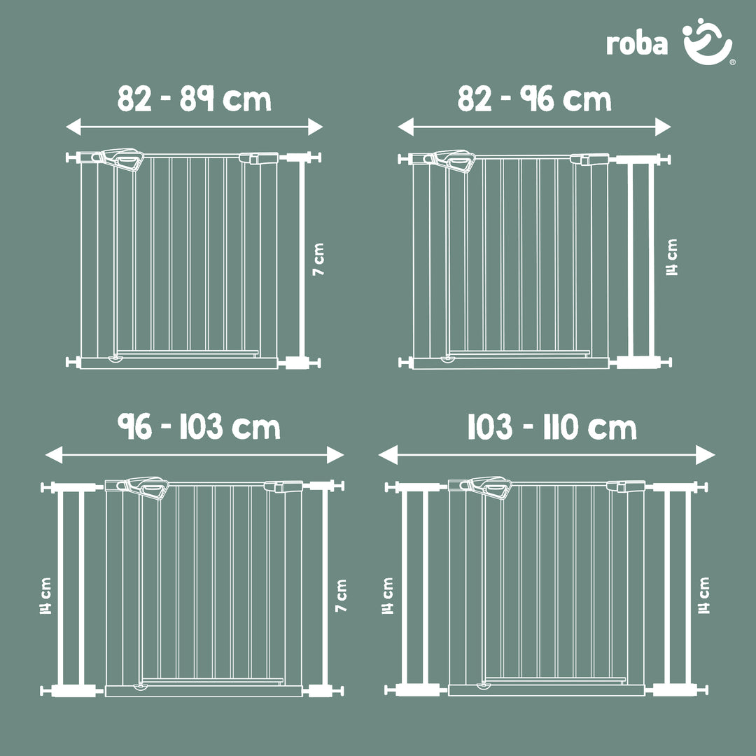 EasySafe+ Door & Stair Gate - Width 75-82 cm - Extendable up to 110 cm - White