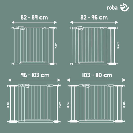 EasySafe+ Door & Stair Gate - Width 75-82 cm - Extendable up to 110 cm - White
