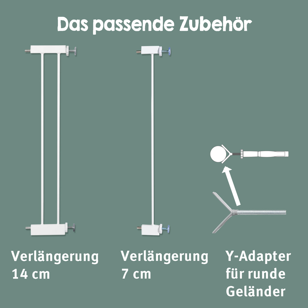 EasySafe+ Door & Stair Gate - Width 75-82 cm - Extendable up to 110 cm - White
