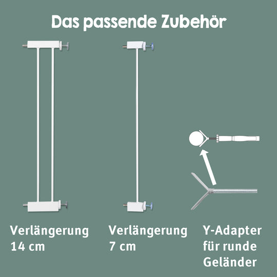 EasySafe+ Door & Stair Gate - Width 75-82 cm - Extendable up to 110 cm - White