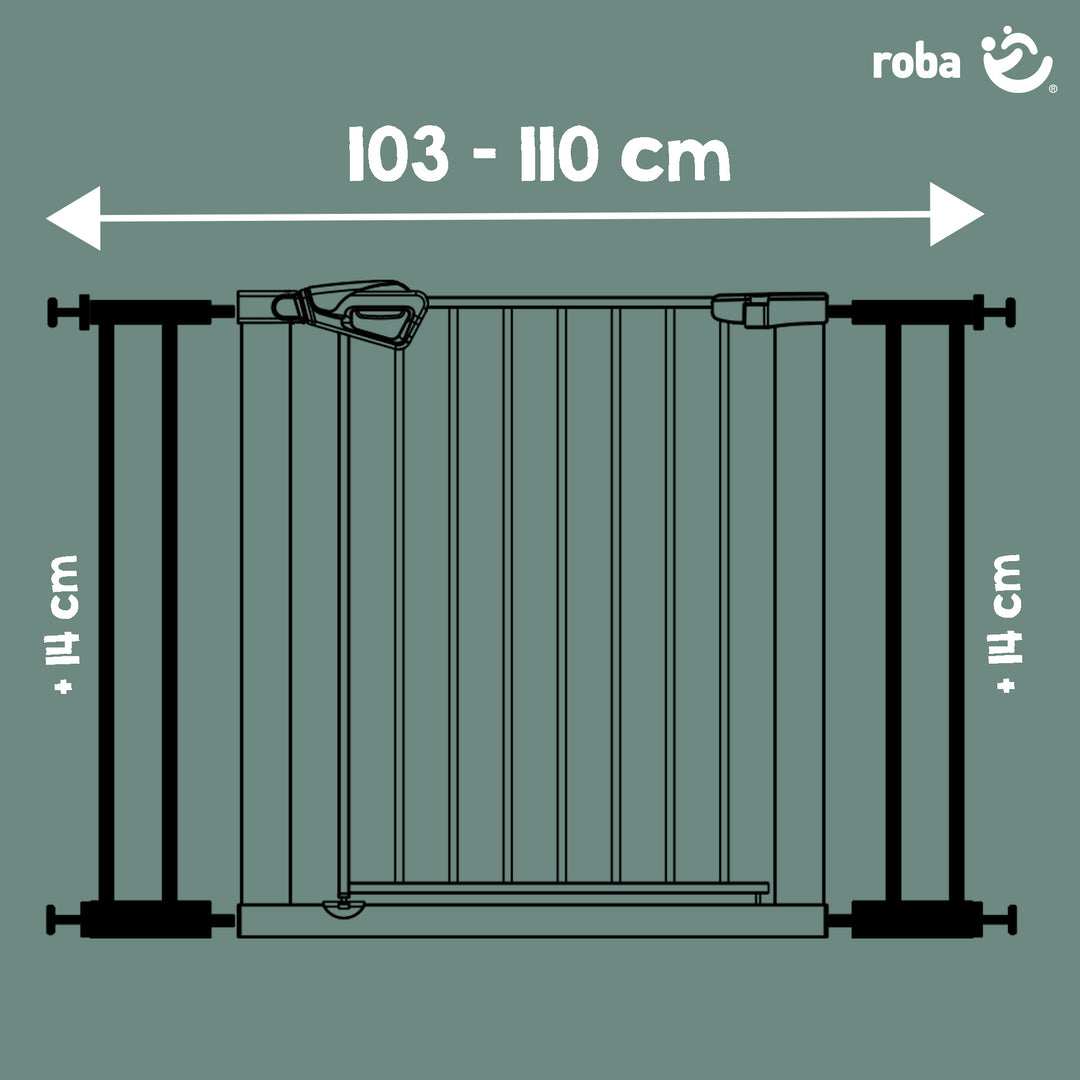 Rallonge 14 cm – Extension pour barrière de porte et d’escalier easySafe+ en métal – Noir