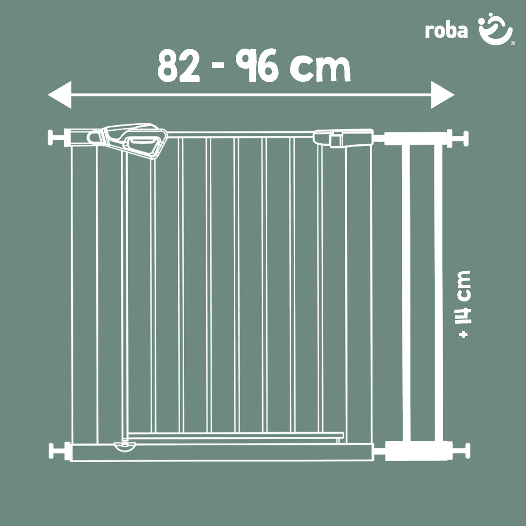 Rallonge 14 cm – Extension pour barrière de porte et d’escalier easySafe+ en métal – Blanc