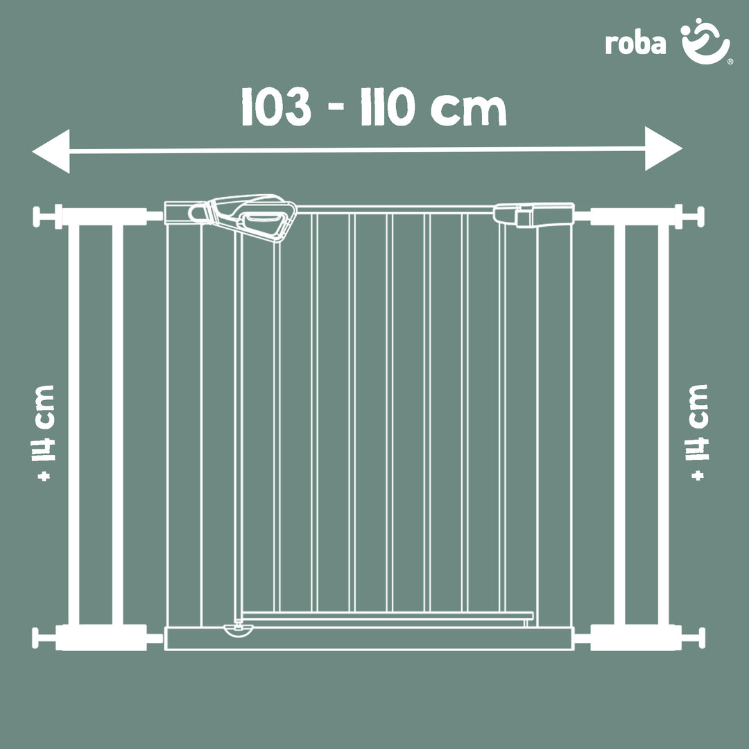 Rallonge 14 cm – Extension pour barrière de porte et d’escalier easySafe+ en métal – Blanc