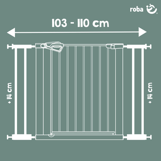 Rallonge 14 cm – Extension pour barrière de porte et d’escalier easySafe+ en métal – Blanc